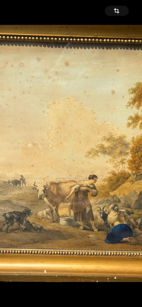Watercolor Of A Pastoral Scene From The Late 18th Century, Signed H. Van Cranenburg, 1797-photo-2
