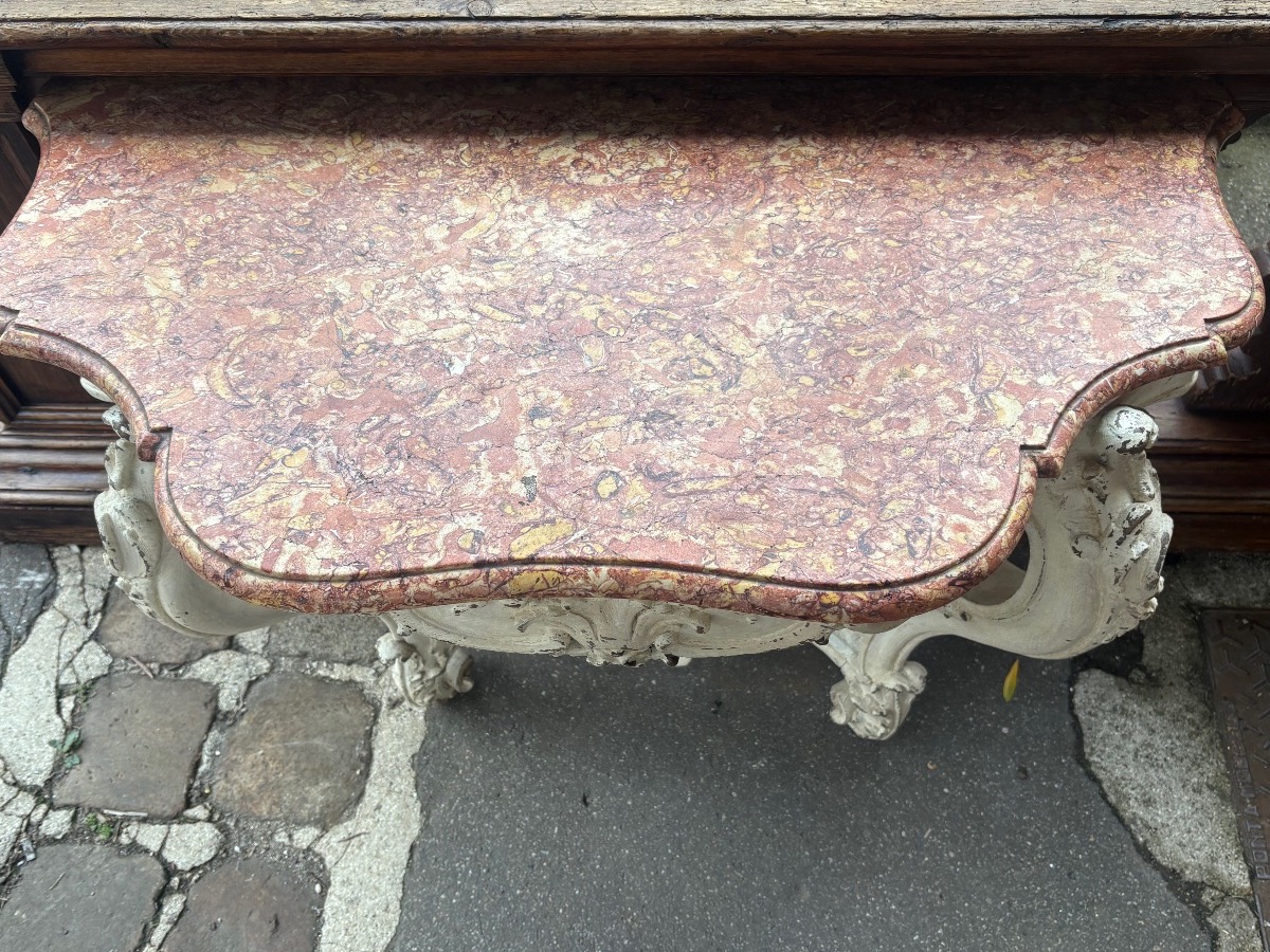 Console d’appui époque Louis XV  patinée dessus marbre -photo-3