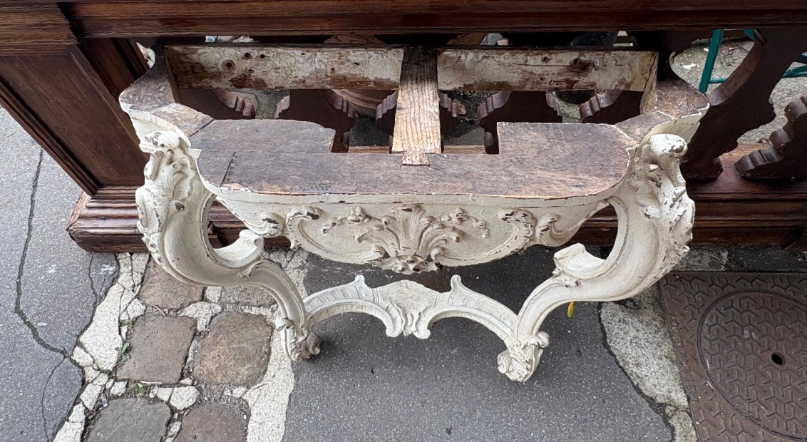 Console d’appui époque Louis XV  patinée dessus marbre -photo-4