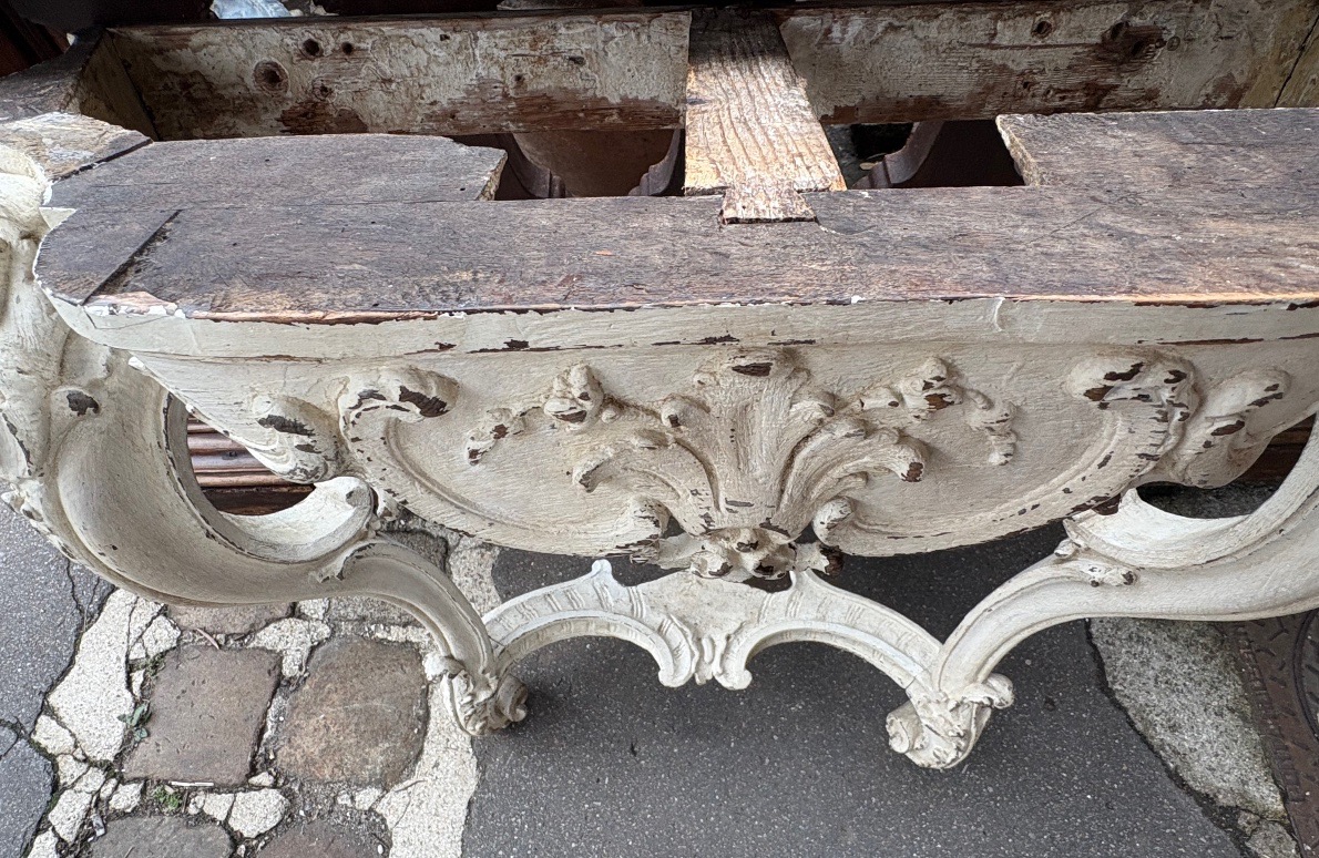 Console d’appui époque Louis XV  patinée dessus marbre -photo-3