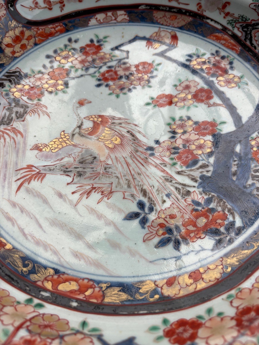 Grand plat rond porcelaine du Japon Imari XVIII EME à décors stylisés-photo-4