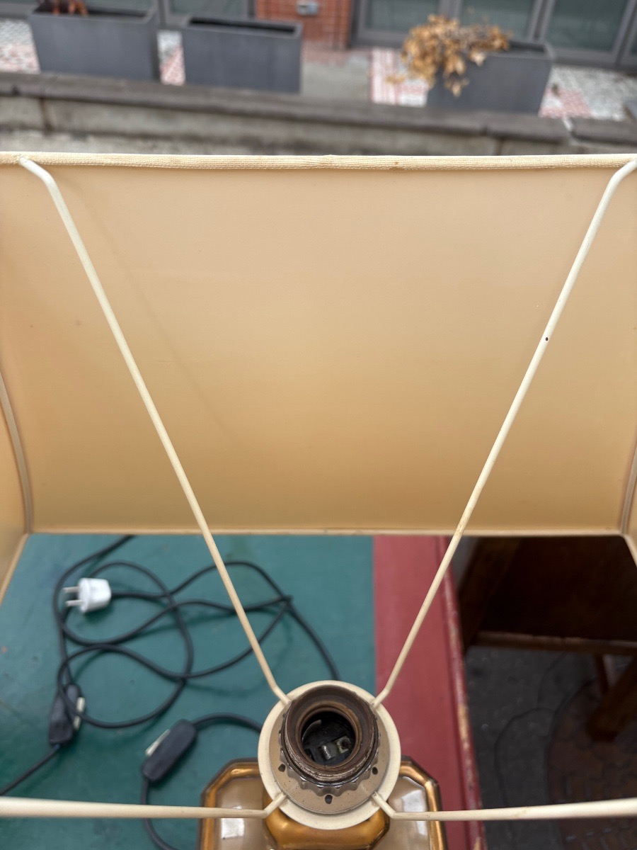 Paire de lampes en  faïence  argentées et dorées  façon pot à feux Italie XX EME-photo-2
