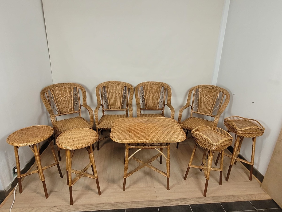 Salon  rotin  fin XIX EME début XX  EME  9 pièces 
