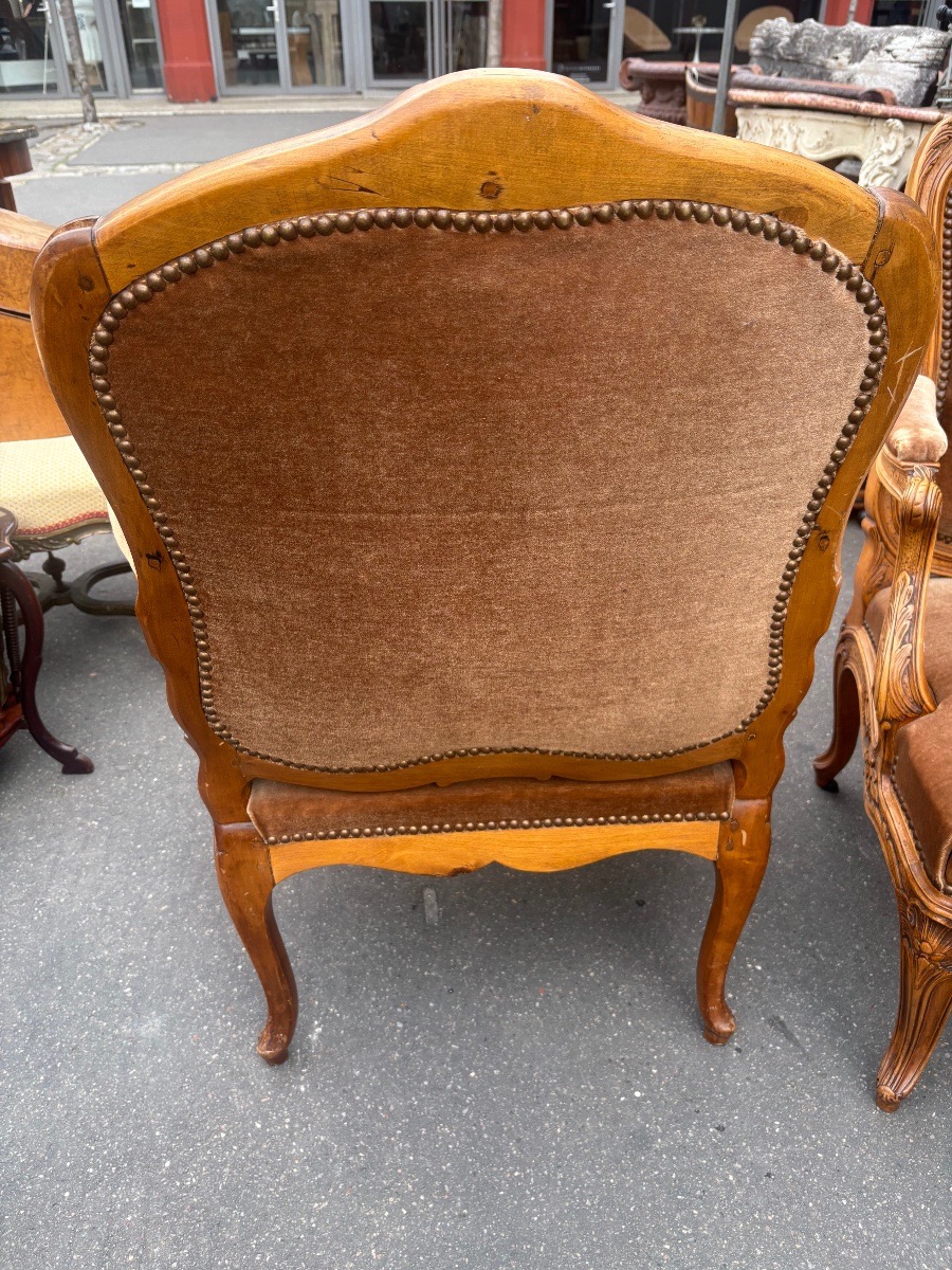 Paire de fauteuils en noyer XIX EME de style louis XV -photo-1