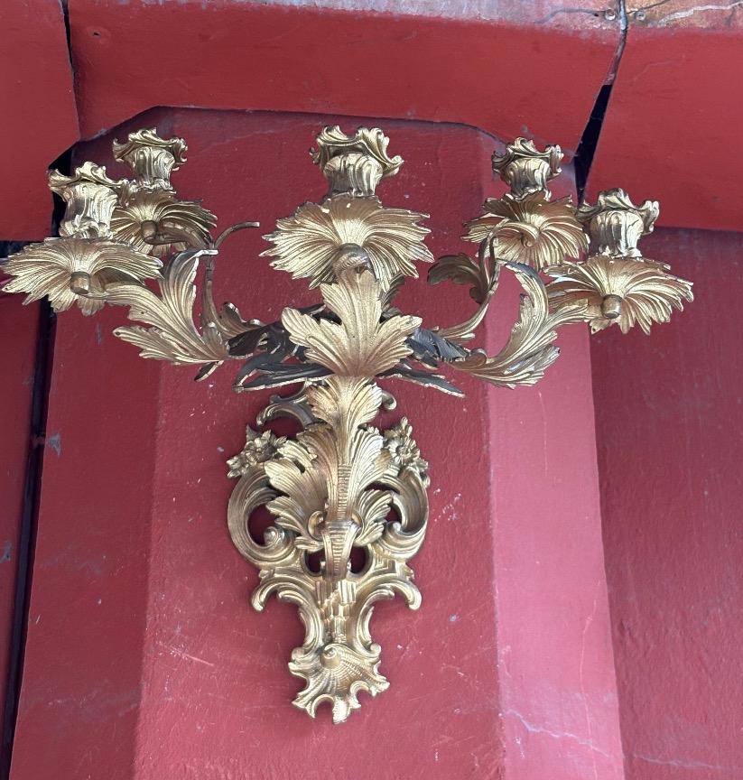 Série de 4 appliques 5 lumières en bronze doré style Louis XV  fin XIX EME -photo-3