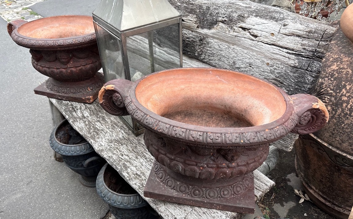 Pair Of Oval Terracotta Planters, Italy, 19th Century 