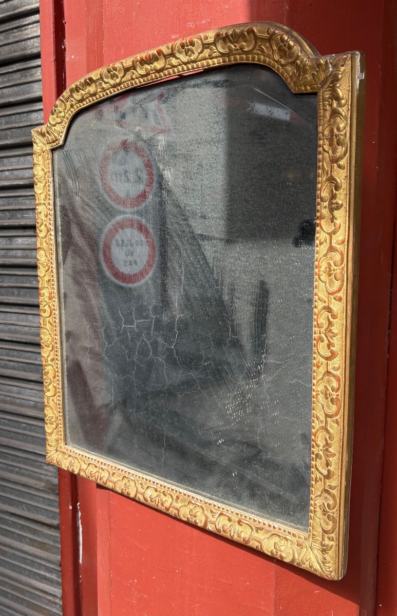 18th-century Regency-style Mirror With Mercury-gilded Wood      Eme-photo-2