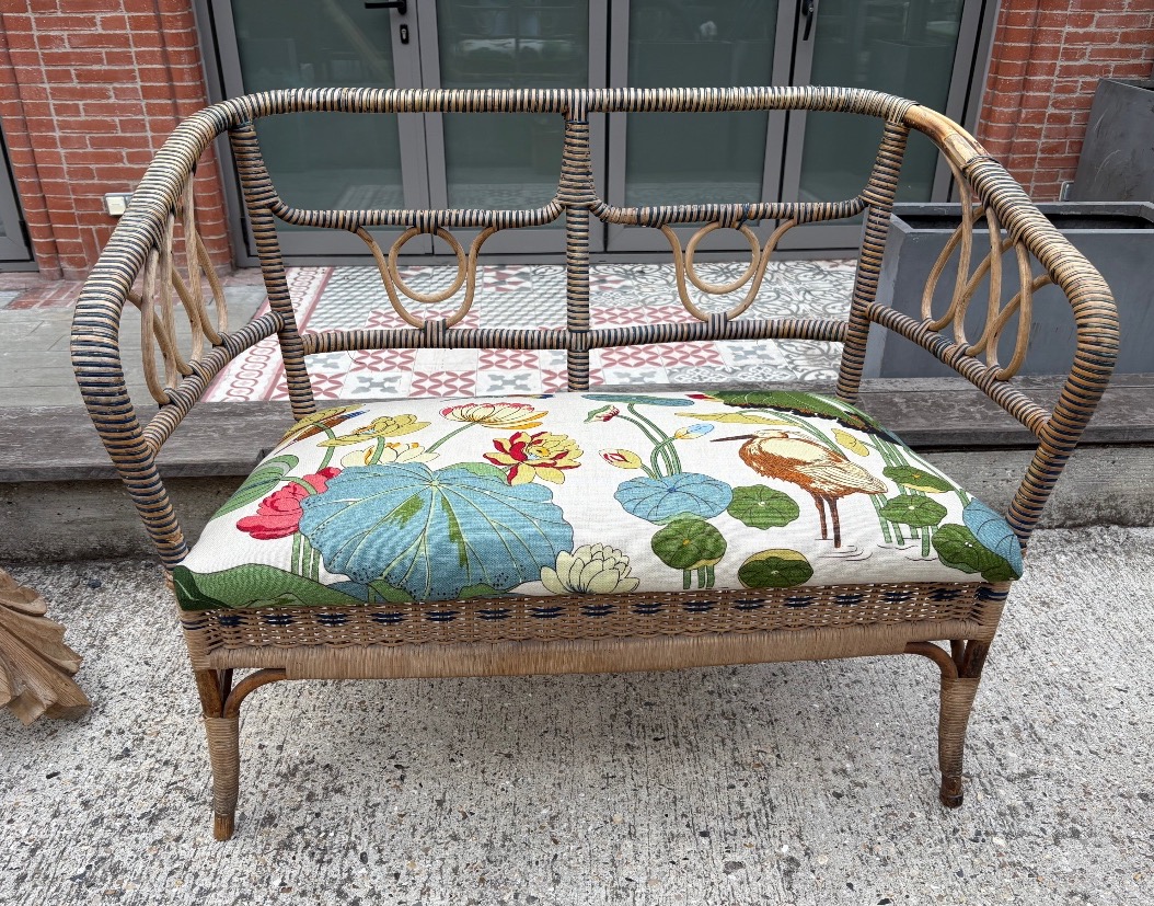 Early 20th-century 2-seater Rattan Bench 
