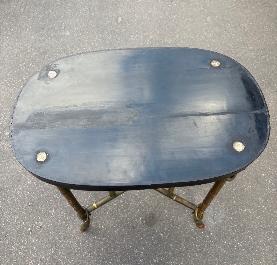 Small Bamboo Pedestal Table With A Lacquered Top, 19th Century-photo-4