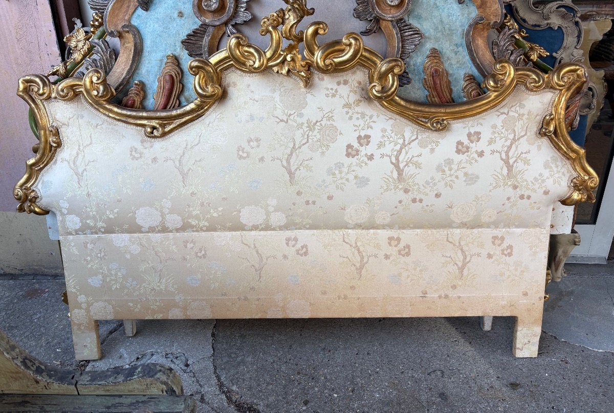 19th-century Italian Headboard, Gilded Wood-photo-2
