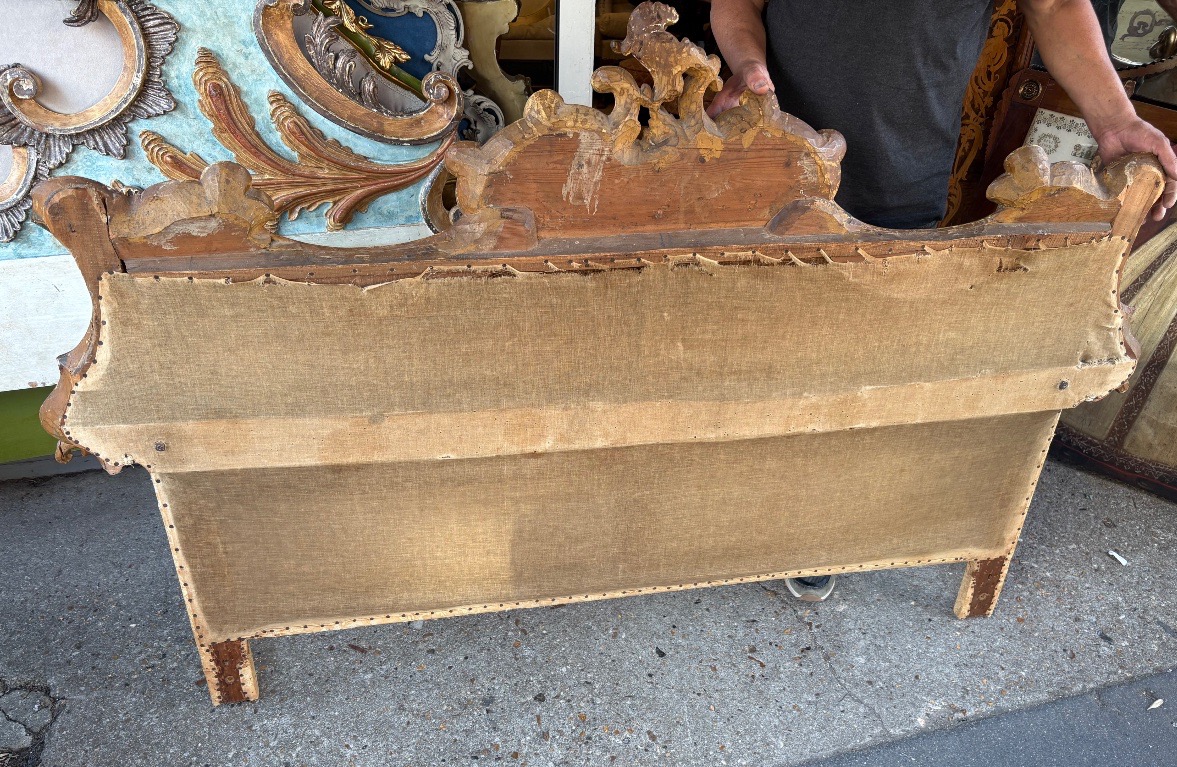 19th-century Italian Headboard, Gilded Wood-photo-3