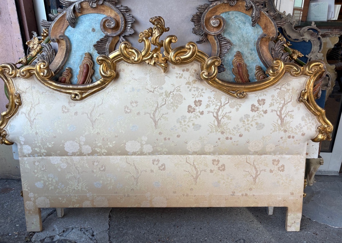19th-century Italian Headboard, Gilded Wood