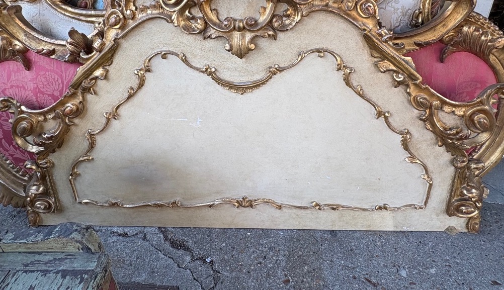 Tête de lit italienne en bois peint style baroque XIX EME 
