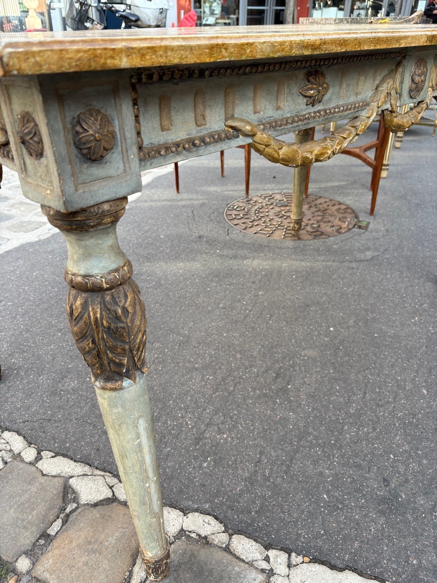 Table de centre ou de salle à manger XIX EME bois peint style Louis XVI Italie-photo-4