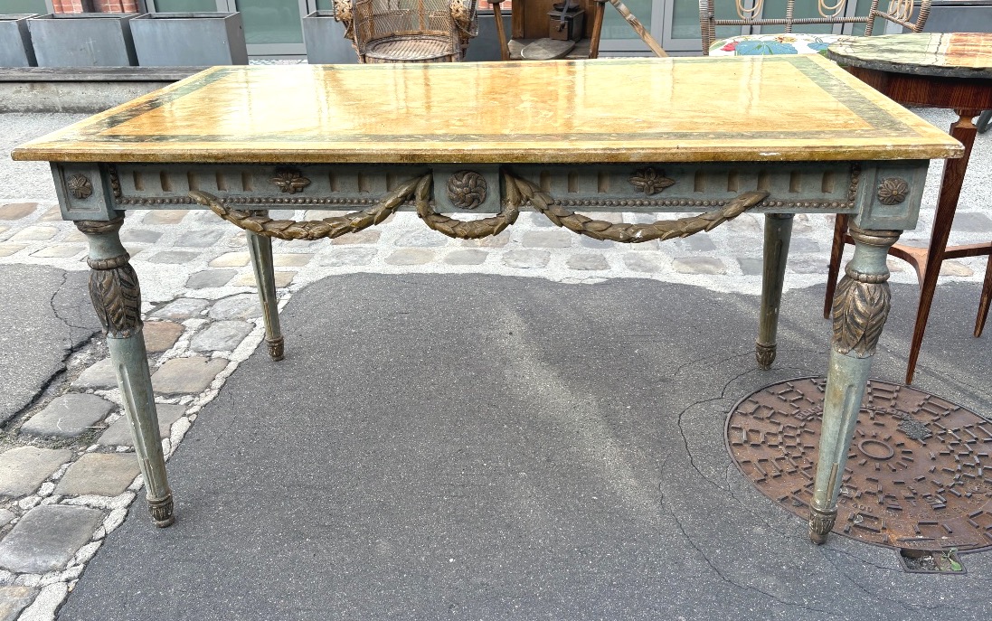 Table de centre ou de salle à manger XIX EME bois peint style Louis XVI Italie