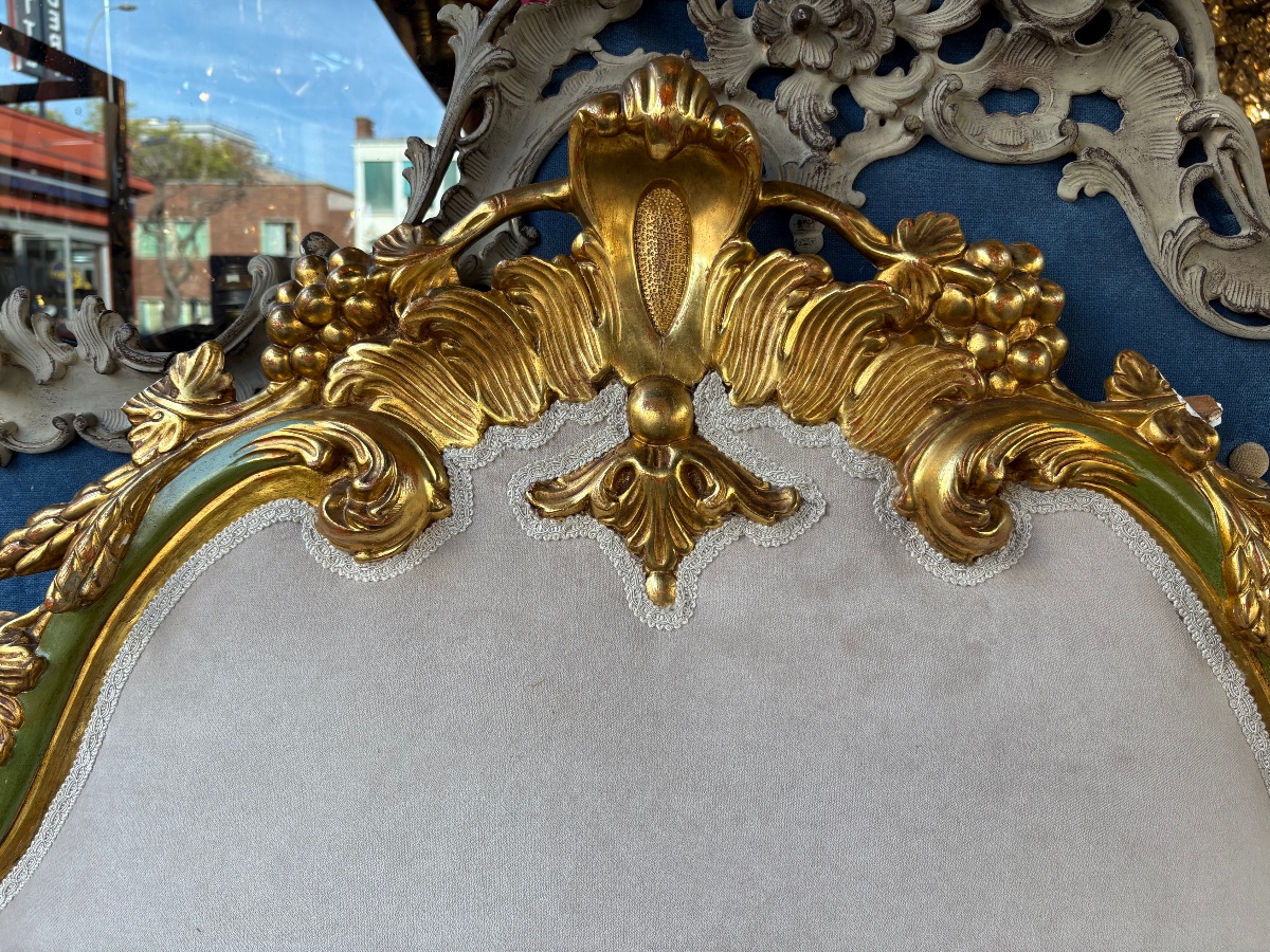 Painted And Gilded Wooden Headboard From Italy, 20th Century -photo-2