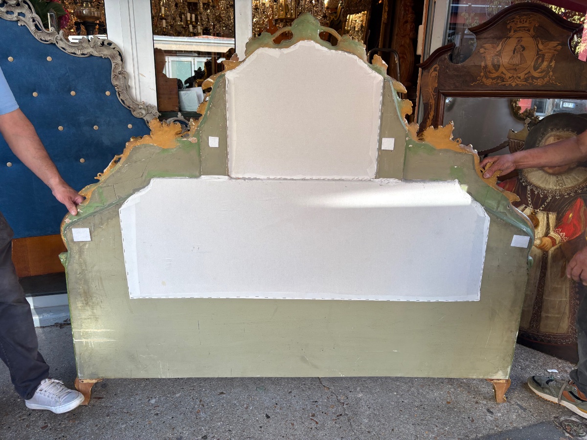 Painted And Gilded Wooden Headboard From Italy, 20th Century -photo-3