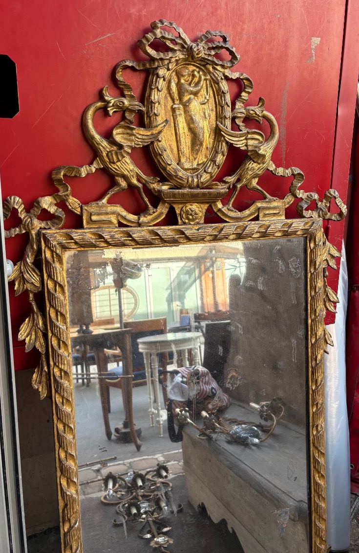 Miroir bois doré XVIII EME Toscane  style Louis XVI -photo-2