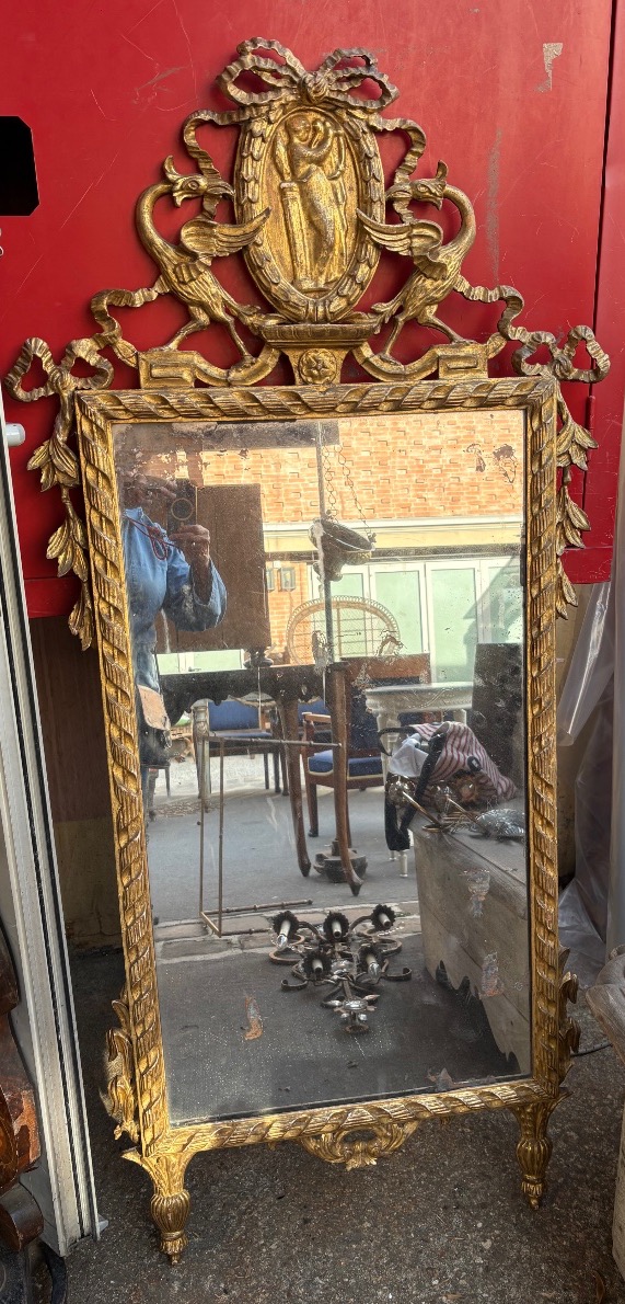 Miroir bois doré XVIII EME Toscane  style Louis XVI -photo-4