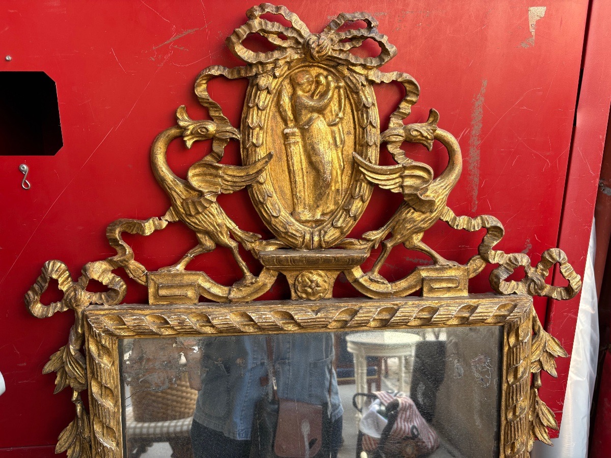 Miroir bois doré XVIII EME Toscane  style Louis XVI -photo-1