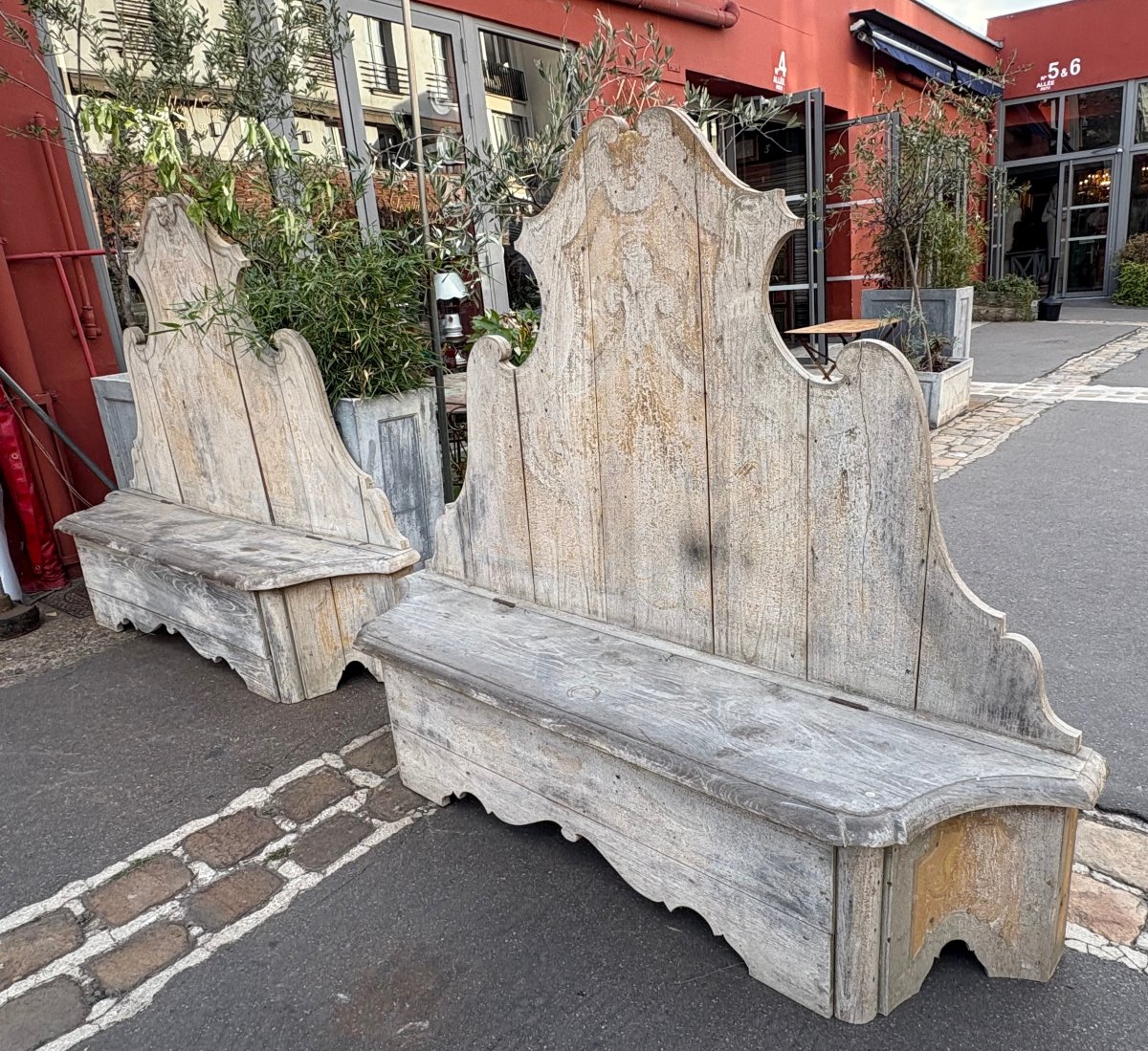Pair Of Wooden Storage Benches From The Late 18th To Early 19th Century -photo-3