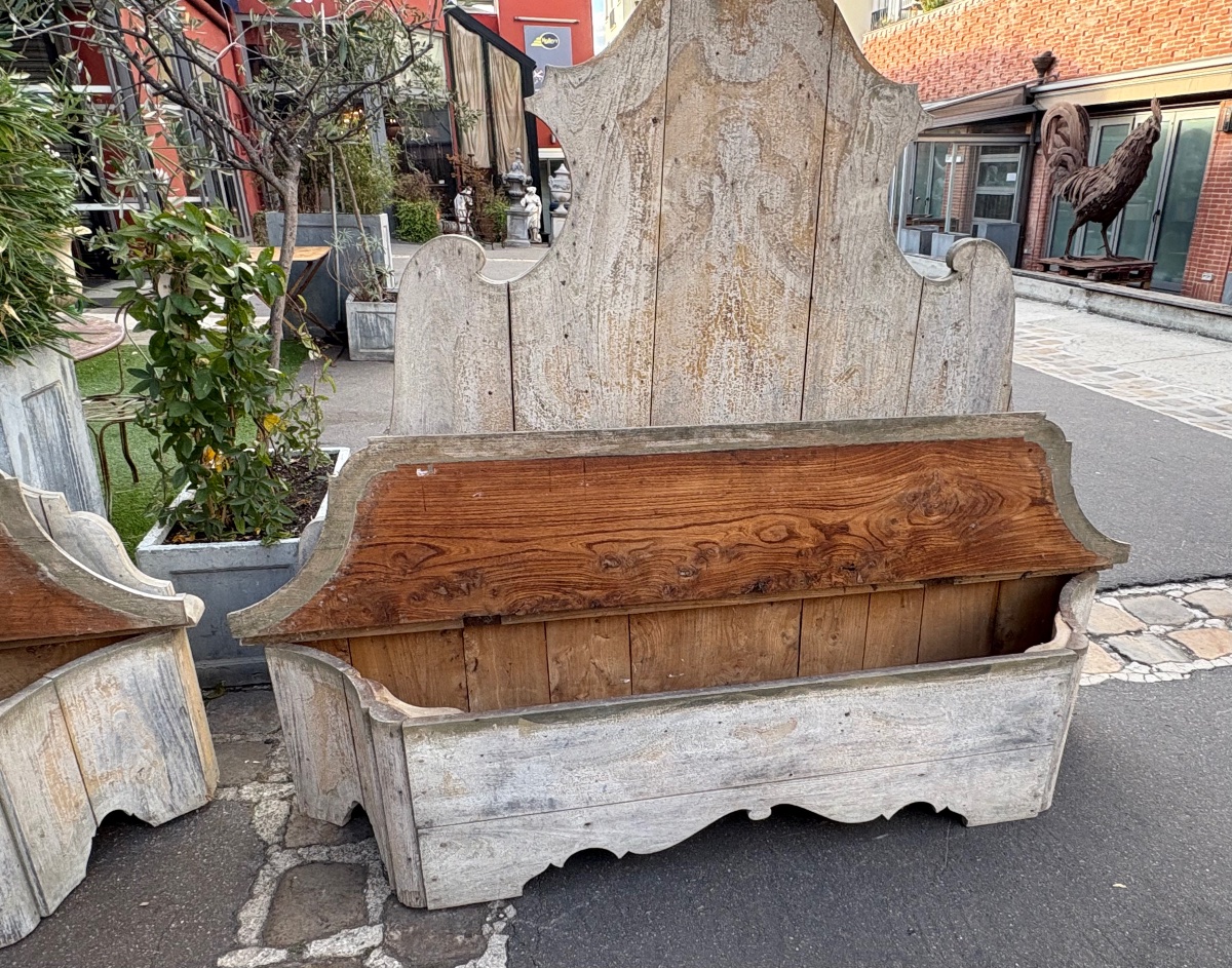 Pair Of Wooden Storage Benches From The Late 18th To Early 19th Century -photo-1