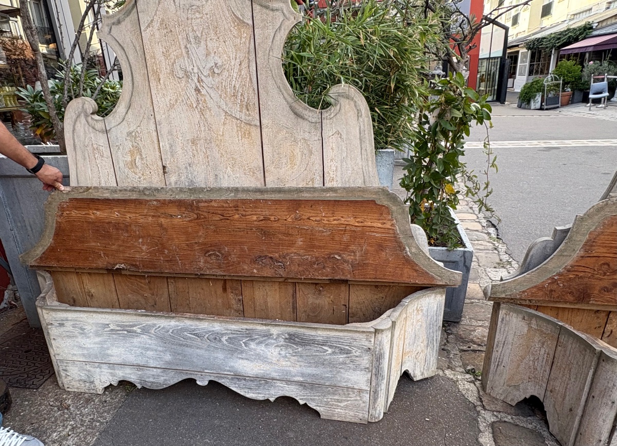 Pair Of Wooden Storage Benches From The Late 18th To Early 19th Century -photo-3