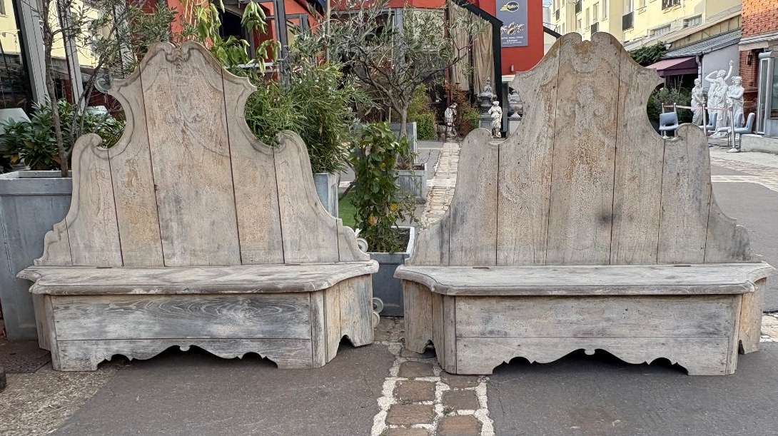 Pair Of Wooden Storage Benches From The Late 18th To Early 19th Century 