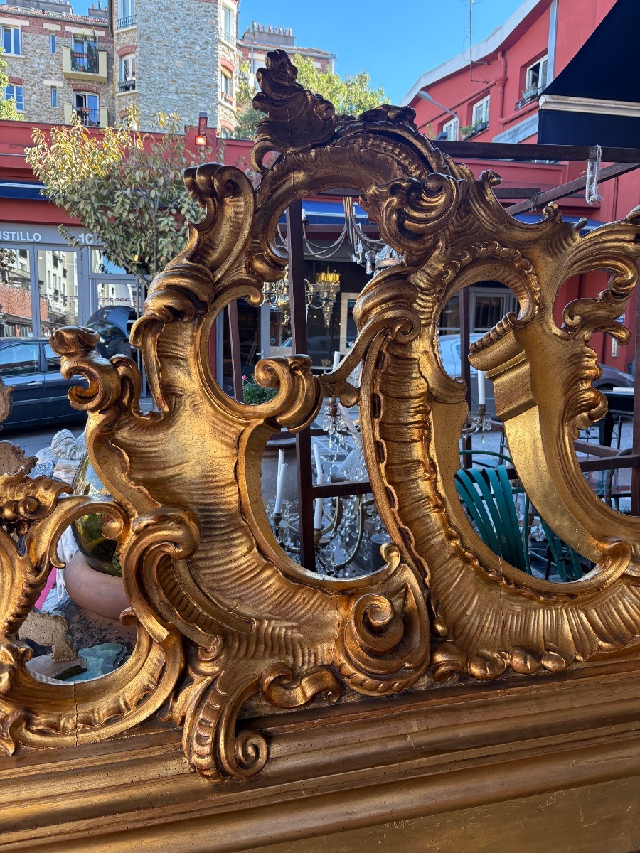 Late 19th-century Baroque-style Gilded Wooden Headboard From Italy -photo-3