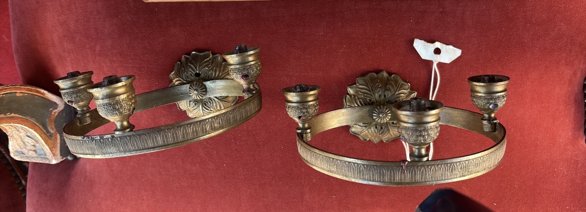 Paire d’appliques en bronze 3 lumières cylindriques début XIX EME -photo-4