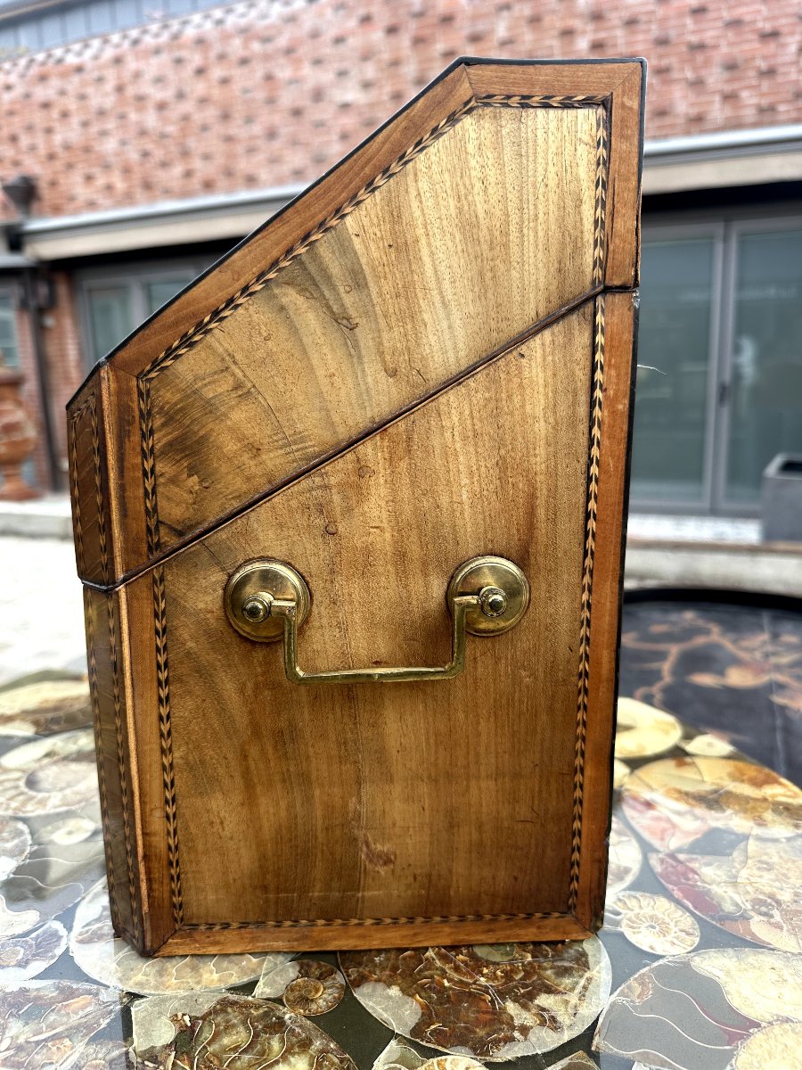 Veneered Wooden Cutlery Case - 19th Century-photo-4
