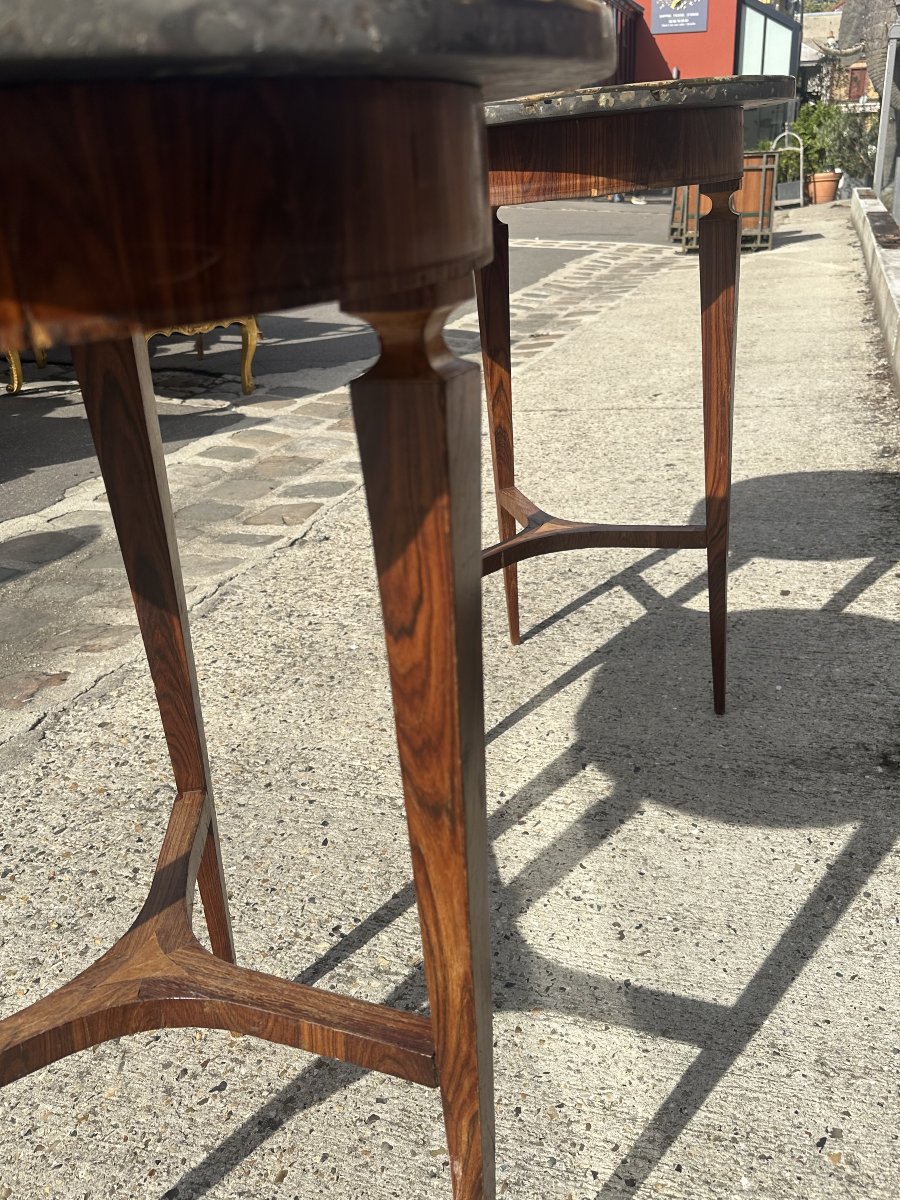 Pair Of Art Deco Tripod Side Tables Made Of Rosewood And Ammonites – Circa 1930-photo-3