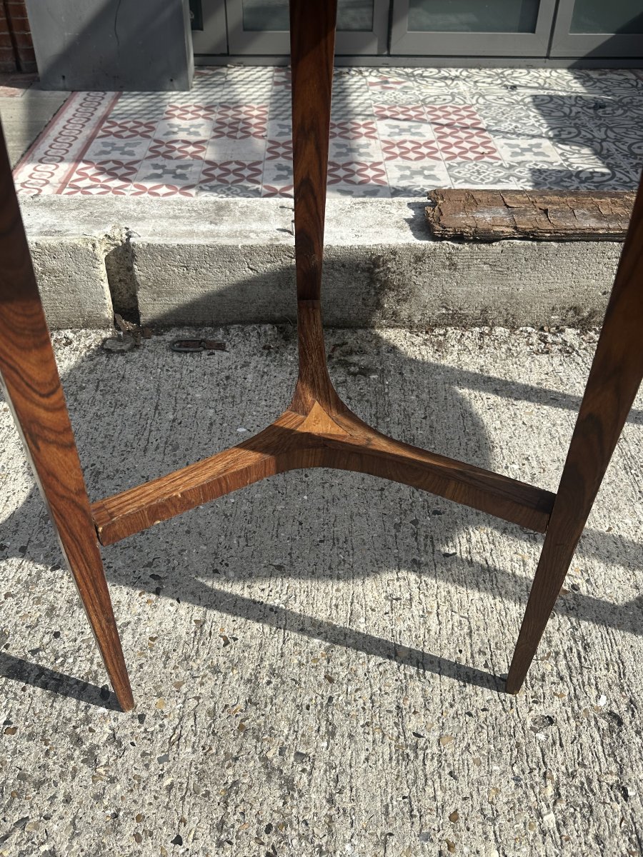 Pair Of Art Deco Tripod Side Tables Made Of Rosewood And Ammonites – Circa 1930-photo-4