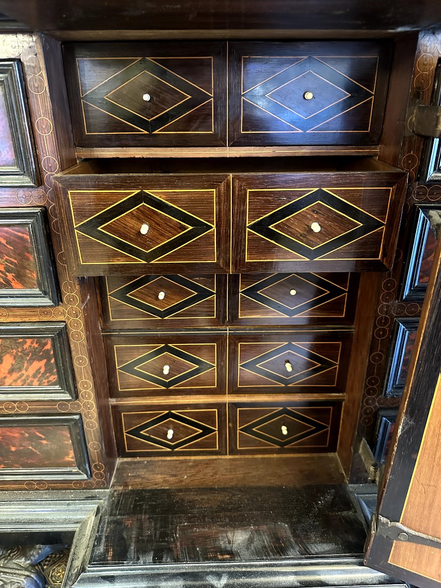 Cabinet de style flamand en noyer, XIXᵉ siècle-photo-3