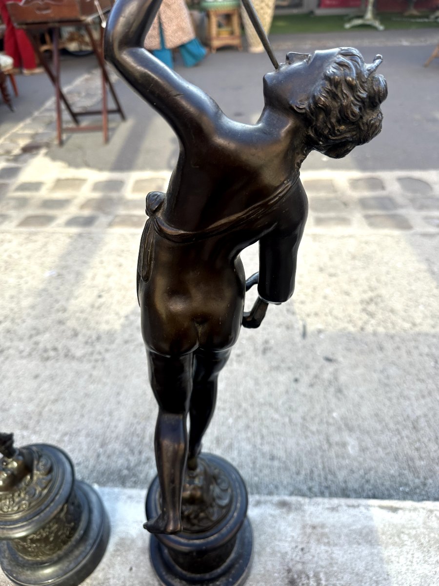 Pair Of Bronze Sculptures Depicting Hermes And A Female Figure Attributed To Aphrodite, 19th Century-photo-3