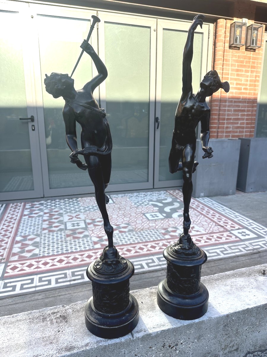 Pair Of Bronze Sculptures Depicting Hermes And A Female Figure Attributed To Aphrodite, 19th Century