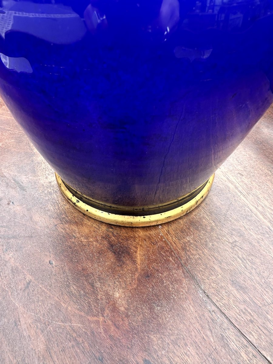 Cobalt-blue Glass Baluster Vase With Neoclassical-inspired Gold Decoration-photo-3