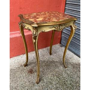 Lacquered Wood Flying Table Marble Top Late 19th Century