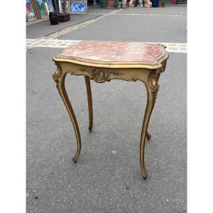 Small Louis XV Style Side Table, Lacquered And Gilded, 19th Century 