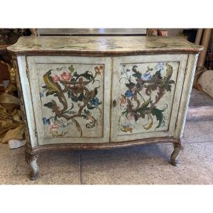 Italian Painted Sideboard With 2 Curved Front Doors, Late 19th Century 
