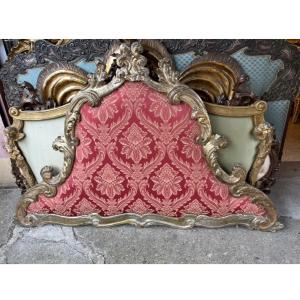 Italian Silver Wood Headboard, 18th Century 