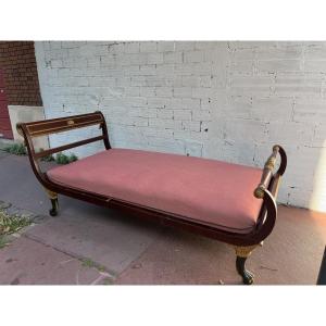 Empire Period Daybed In Mahogany And Gilt Wood, 19th Century 