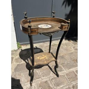 Flying Table, Napoleon III In Wood, Marquetry And Bronze