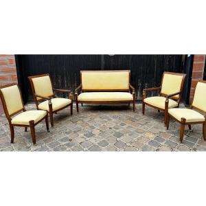 Salon époque empire acajou et bronze canapé /2fauteuils /2chaises