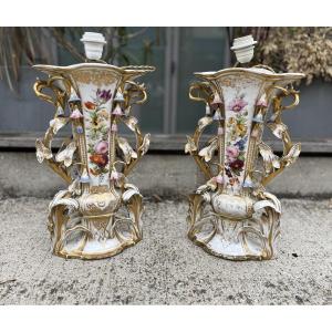 Pair Of Porcelain Vase Lamps, 19th Century