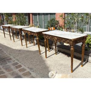 Série de 4 consoles bois doré style louis XVI  Italie  années 40 
