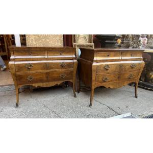 Pair Of Chests Of Drawers, Italy, Lombardy Region, 19th Century