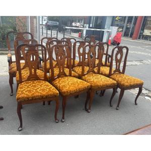 Série de 10 chaises et 2 fauteuils palissandre XIX EME Hollande