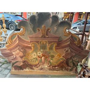 panneau peint sur bois a tempera décor architectural italien XX EME