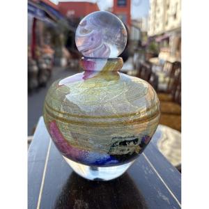 Flacon en verre soufflé signé JC Novaro 1989